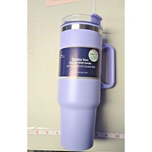 40oz Stainless Steel Tumbler –Insulated Double Wall w/ Handle, Straw & Twist Lid